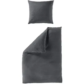 BIERBAUM Chic Uni Unifarben Grau 135 x 200 cm + 2 x 40 x 80 cm