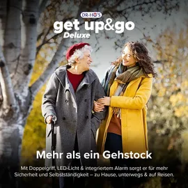 DR-HO'S Get Up & Go Gehstock mit LED-Licht und Alarmknopf klappbar höhenverstellbar Dunkelblau