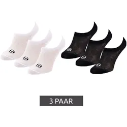 3 Paar Sergio Tacchini Invisible Footie Füßlinge kurze Sommer-Socken Baumwoll-Strümpfe Schwarz oder Weiß - 43-46