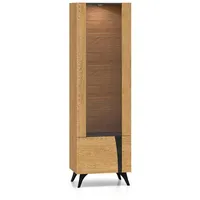 Feldmann-Wohnen Vitrine, Braun, Schwarz, Holz, Rechteckig, 58x190x40 cm, Wohnzimmer,