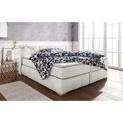 Boxspringbett "Chelles", beige (natur), B:187cm L:225cm, Samtoptik (100% Polyester), Bezug der Spiegelfläche Matratzendrell aus 100% Polyester, Struktur fein 100% Polyester), GUIDO MARIA KRETSCHMER HOME & LIVING, Komplettbetten, Boxspringbett, inkl. Kaltschaumtopper, in 5 Breiten und 3 Matratzenarten