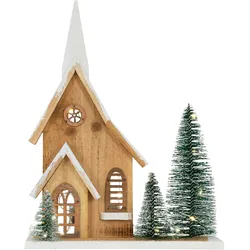 LED Weihnachtshaus Winter Weihnachtsdeko LED Figur Ornament Weihnachten Holz