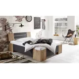 moebel-dich-auf Futonbett LINZ 140 x 200 Schlafzimmerbett Bett in 2 Farben optional mit Lattenrost (Artisan Eiche/anthrazit, mit Rollrost)
