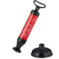 Relaxdays Abflussreiniger Pumpe, 2 Aufsätze für WC, Dusche, Waschbecken,