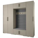 ABIKS MÖBEL Kompaktgarderobe INOVA 3 SATZ 8 Möbelset, Garderobe mit Kleiderstange und Regalen schwarz