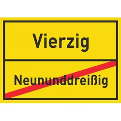 Vierzig Neununddreißig Schild Ortsschild A5 (148x210mm)
