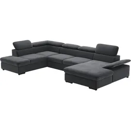 sit&more Wohnlandschaft SIT & MORE "Alcudia U-Form", grau (dunkelgrau), B:349cm H:73cm T:226cm, 98% Polyester, 2% Polyamid, Sofas, Wohnlandschaft, wahlweise mit Bettfunktion