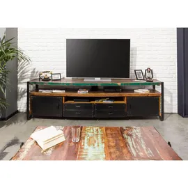 Massivmoebel24 INDUSTRIAL TV-Board 238x43x70 cm Mehrfarbig Holz, Metall, Massivholz
