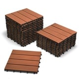 SAM WPC-Fliesen, 30x30 cm, Farbe Teak, 22er Spar Set für 2m2, Gartenfliesen mit Klick-System, Bodenbelag mit Drainage, Balkonfliesen/Terrassenfliesen/Klickfliesen