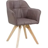 möbelliebling Armlehnstuhl, Kunstlederbezug Braun, Eichenholz-Gestell HELLA