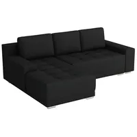 MEBLE-LUX - Ecksofa mit Schlaffunktion und Bettkasten David I Sofa L Form I Eckcouch Cord mit Schlaffunktion I Federkern I Universal Ecke (Rechts oder Links) Sofa Schwarz