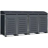 DEGAMO Mülltonnenbox KIEL 278x83x136cm für 4x Tonne 120 und 240 Liter, Stahl anthrazit + Edelstahl