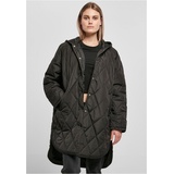 URBAN CLASSICS Damen Ladies Oversized Diamond Quilted Hooded Coat Mantel, Schwarz, L