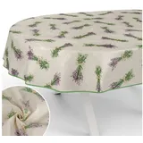 ANRO Tischdecke mit Blumen Botanik aus Stoff Tischwäsche mit Beschichtung Tischtuch (Einzelstück 1-tlg), auch als Gartentischdecke - mit Schutzschicht beige Oval | 140 cm x 180 cm x 0.3 mm