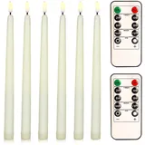 BNGXR Flammenlose Kerzen mit Fernbedienung,6 Stück Weiß flackernd stabkerzen mit fernbedienung,LED Kerzen,10-Tasten Fernbedienung,Fensterkerzen,Einstellbare Helligkeit,für Hochzeit Weihnachtsdeko