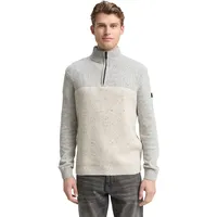 Tom Tailor Regular Fit Troyer aus Baumwoll-Mix, Offwhite Melange,