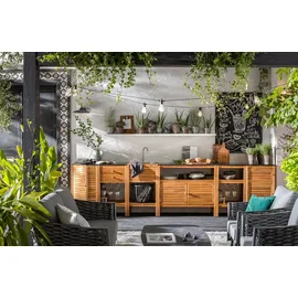 Dehner Outdoor-Küche Schrank, Southampton ca. B100/H90/T50 cm, Hellbraun
