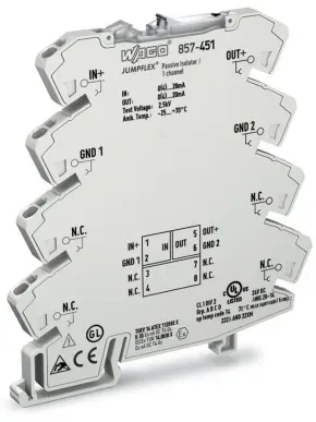 Wago 857-451 Passivtrenner, 1-kanalig, Stromeingangssignal, Stromausgangssignal 857451