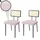 Mendler 2er-Set Esszimmerstuhl HWC-K88, Lehnstuhl Stuhl, Holz Poly-Rattan Metall Bouclé - Stoff/Textil rosa