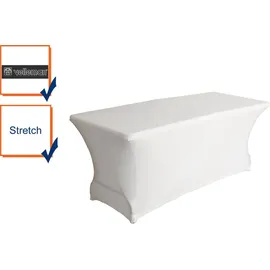 Perel Stretch-Tischhusse Rechteckig Weiß