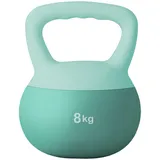 soges Kettlebell Kugelhantel aus weichem PVC, Schwunghantel Kugelgewicht gefüllt mit Eisensand, mit rutschfestem Griff, Krafttraining und Fitness, Training zu Hause und im Fitnessstudio, 8 kg, Blau