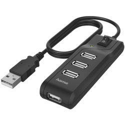 Hama USB-2.0-Hub, 4 Ports, schwarz schwarz