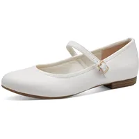 Marco Tozzi Damen Ballerinas mit Riemchen Vegan, Weiß (White Nappa), 38 EU