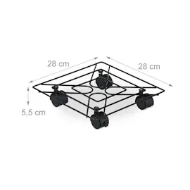 Relaxdays Pflanzenroller eckig 2er Set 28 x 28 cm schwarz