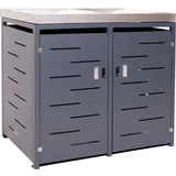 MCW 2er-Mülltonnenverkleidung MCW-H40, Mülltonnenbox, Pflanzkasten Edelstahl-Metall-Kombi 54kg 125x134x84cm
