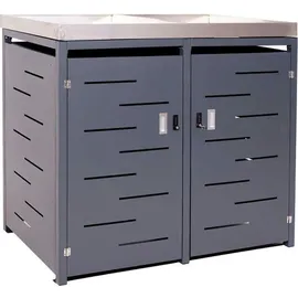 MCW 2er-Mülltonnenverkleidung MCW-H40, Mülltonnenbox, Pflanzkasten Edelstahl-Metall-Kombi 54kg 125x134x84cm