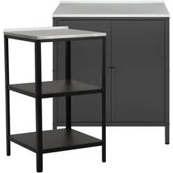 DELUKE® Outdoor Schrank Wetterfest KUMO Mit Standregal, Stahl Gartenschrank Outdoorküche Schrank Außen Terrassenschrank Aussenschrank Metallschrank