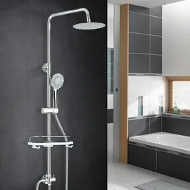 hevenaov Regendusche ohne Duscharmatur Chrom, Regendusche Duschset Duschsystem mit Ablage,Regendusche Wasserfall,3 Funktion abs Handbrause für