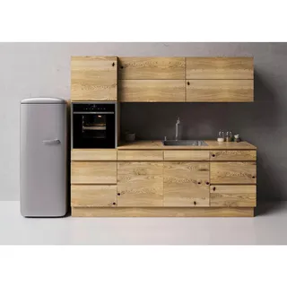 Oster Küchenleerblock Edition 150 GL, Kastanien, Holz, Kastanie, 3-Schicht,3-Schicht,3-Schicht,3-Schicht, 2 Schublade(n) Schubladen, nur wie online abgebildet bestellbar, 240 cm, Made in Germany, seitenverkehrt erhältlich, vormontierter Korpus, Küchen, Küchenzeilen & Küchenblöcke, Küchenzeilen ohne Geräte