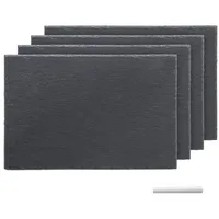 Navaris Schiefer Teller Platzset 4-teilig inkl. Kreide - 30x20cm