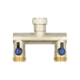 PUTEUS Wasserverteiler 2 fach 1 Zoll Messing