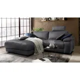 KAWOLA Ecksofa motorischer Relaxfunktion LOLA schwarz Webstoff Relaxfunktion