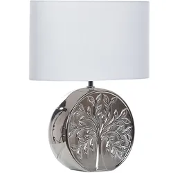 Tischlampe silber 48 cm Trommelform KHERLEN