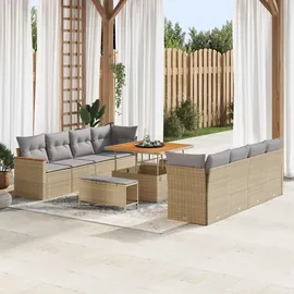 vidaXL Garten-Lounge-Set 11-tlg. beige