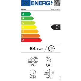 Bosch Serie 2 SMS2HTW02E Geschirrspüler (freistehend, 600 mm breit, Weiß)