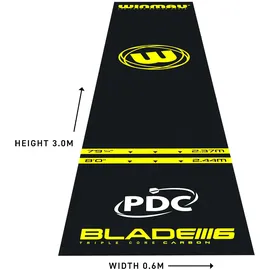 WINMAU Dartmatte Pro Zone Essential 8214 schwarz/gelb 300 x 60 cm