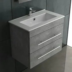 Alpenberger Badezimmer Schrank mit Waschbecken Grau- Nanobeschichtung & Soft-Close Gäste WC