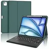 IVEOPPE Tastatur für iPad Air 13 2024 (M2), Hülle mit Tastatur für iPad Air 13" Con Touchpad, Magnetisch Abnehmbare Bluetooth QWERTZ Tastatur für iPad Air 13 Zoll (M2) 2024, Dunkelgrün