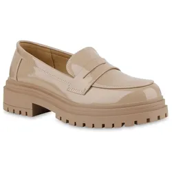 Damen Plateauschuhe in Khaki Lack
