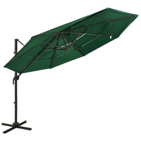 vidaXL Sonnenschirm mit Aluminium-Mast 4-lagig Grün 3x3 m