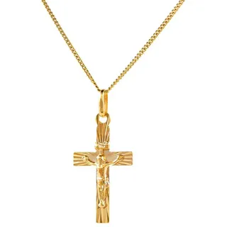 HOPLO Kreuzanhänger Anhänger Kreuz 333 8 kt Gold mit massiver Goldkette 333 - 8 kt Gold, Made in Germany 40 cm