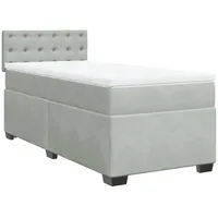 VidaXL Boxspringbett mit Matratze Hellgrau 90x200 cm Samt