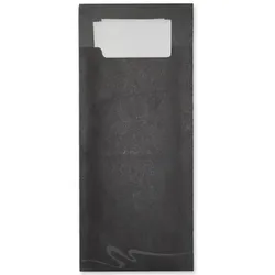 520 Serviettentaschen Bestecktaschen Sacchetto schwarz 85x200mm inkl. Serviette 40x40cm 2lg weiß