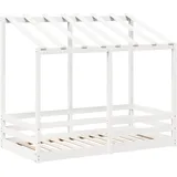 vidaXL Kinderbett mit Dach 70 x 140 cm Kiefer massiv weiß