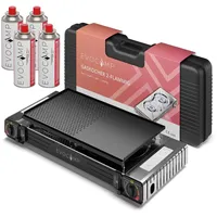 Evocamp Camping Gaskocher 2-Flammig mit Grillaufsatz 45 cm und 4 227 g Gaskartuschen MSF-1a