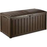 Keter Kissenbox Auflagenbox 390L Wasserdicht Braun Holzoptik Sitzbank 2 Personen